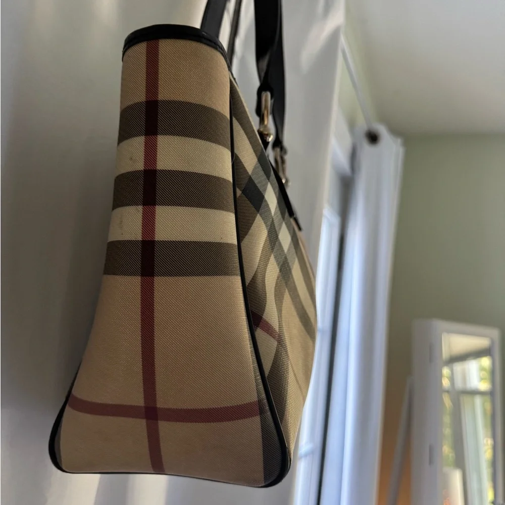 Burberry Classic Plaid Tote Bag in Beige and Black